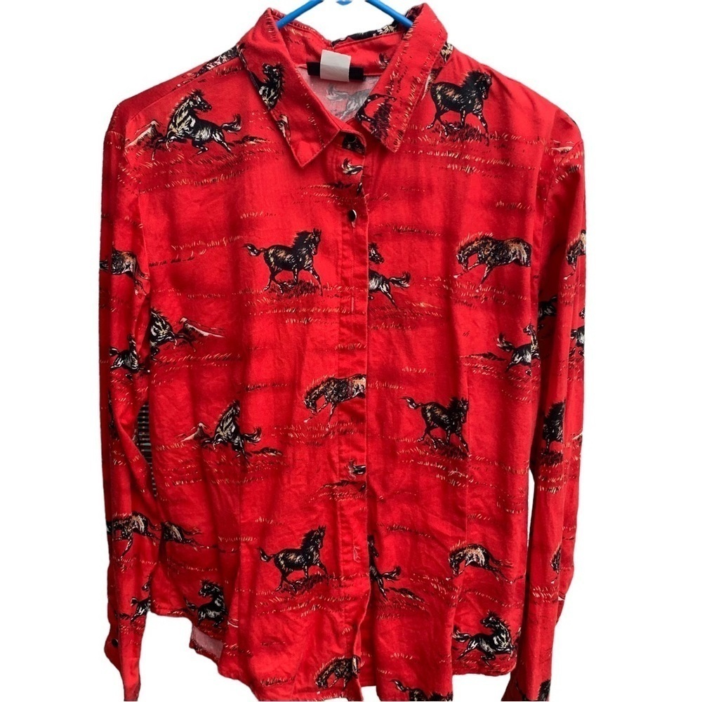 Vintage Roughrider by Circle T All Over Print Western Button Down Women’s Shirt